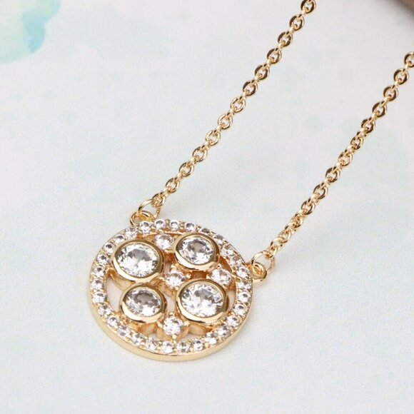 Elegant Rose Gold Necklace with Round Pendant, XPNL0664 - Picture 1 of 11